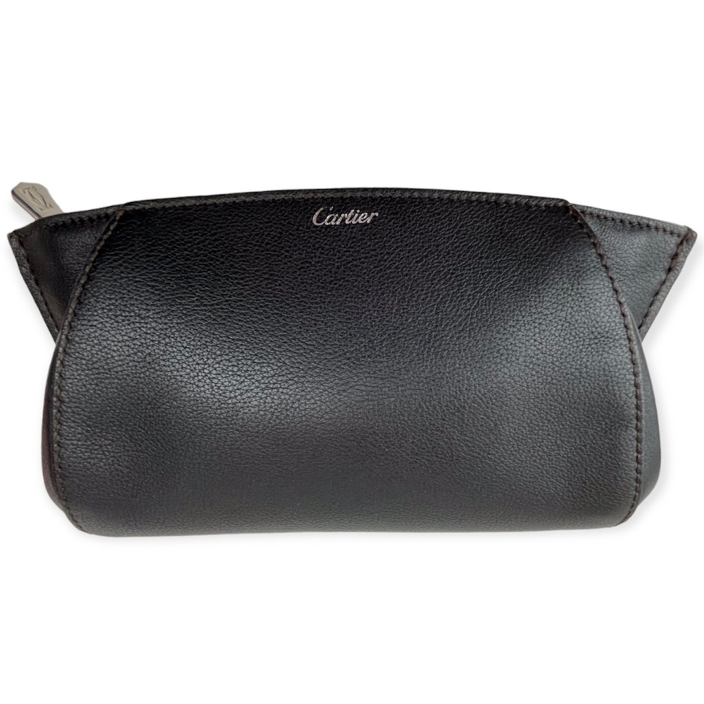 CARTIER Clutch Onyx Taurillon Leather C De Cartier Bag Palladium Hardware
